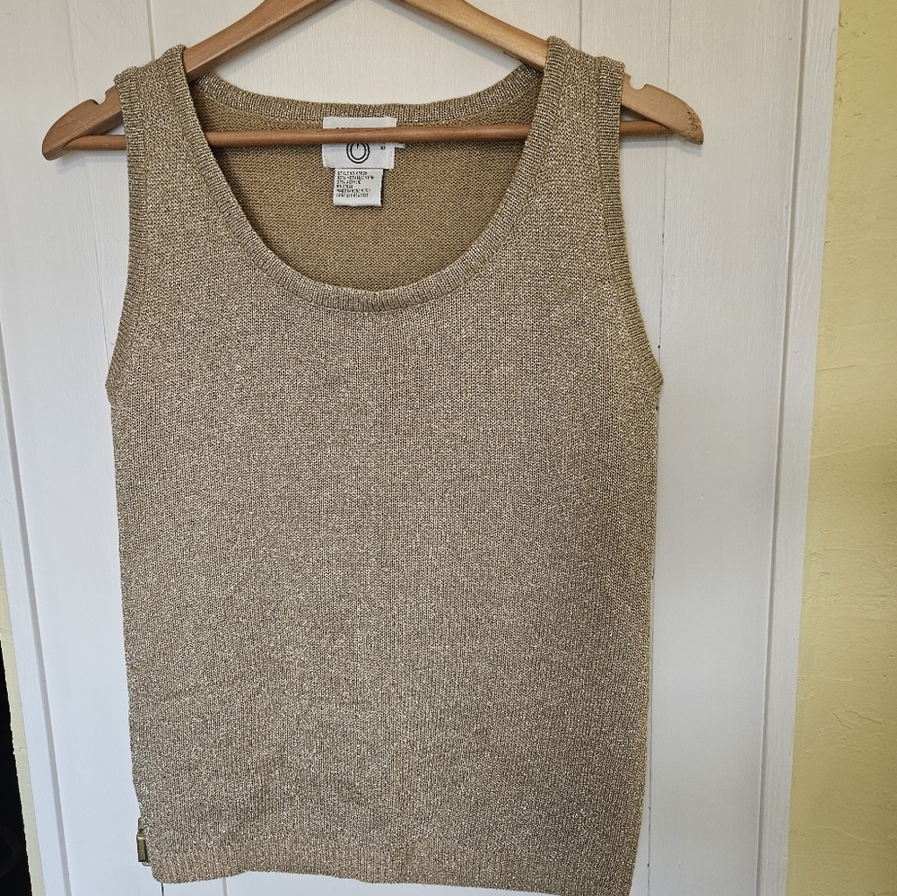 Vintage Cervelle Metallic Gold Sleeveless Knit Top Size S